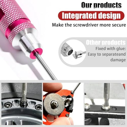 RC Hex Driver Set 1.5mm 2.0mm 2.5mm 3.0mm, Precision RC Screwdriver Tool Kit for SCX24 TRX4M TRX4 SCX10 Axial Traxxas ARRMA RC Crawler Cars - color: Pink