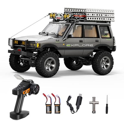1/18 Scale RC Crawler, 2.4GHz Full Proportional Remote Control Off Road Car, 4WD RC Rock Truck Simulation Off Road Climbing Vehicle Dual Speed Model Car for Adults (Grey) - color: Grey