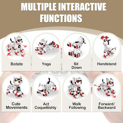 BYTEWAR Remote Control Robot Toy Puppy, Intelligent Programming Robot Dog | Interactive Gesture Function, Imitate Animal Music and Dance,Nice Gift for Boy or Girl 3-5 5-8 Ages - color: 101 Red