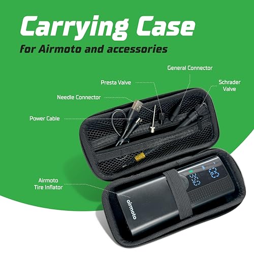 Airmoto Carrying Case for Handheld Tire Inflators, Container Only | Durable Hard Case with Mesh Pocket for Accessories – Compatible with Most Handheld Inflators