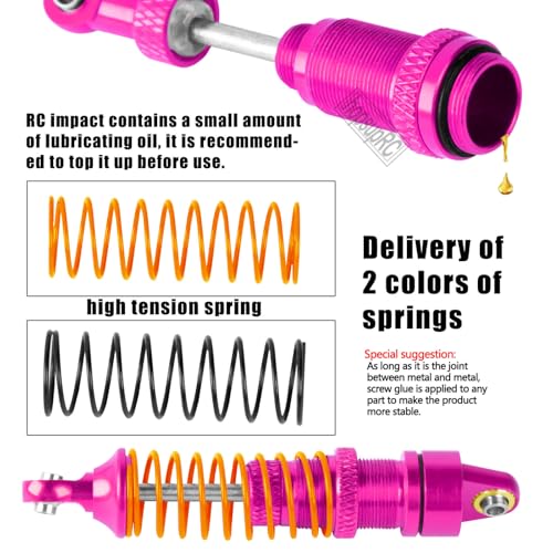 Alloy Metal Shocks&Drive Shaft Axles&Suspension Arms&Steering Block&Camber Links Toe Links&Gearbox&Body Posts Mount&Shock Tower Upgrades Parts for 1/18 LaTrax Teton Desert Prerunner,Pink - color: Pink(for 1/18)