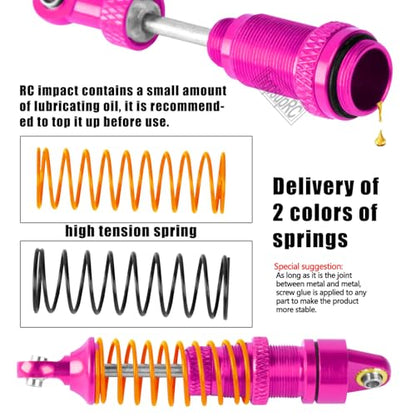 Alloy Metal Shocks&Drive Shaft Axles&Suspension Arms&Steering Block&Camber Links Toe Links&Gearbox&Body Posts Mount&Shock Tower Upgrades Parts for 1/18 LaTrax Teton Desert Prerunner,Pink - color: Pink(for 1/18)