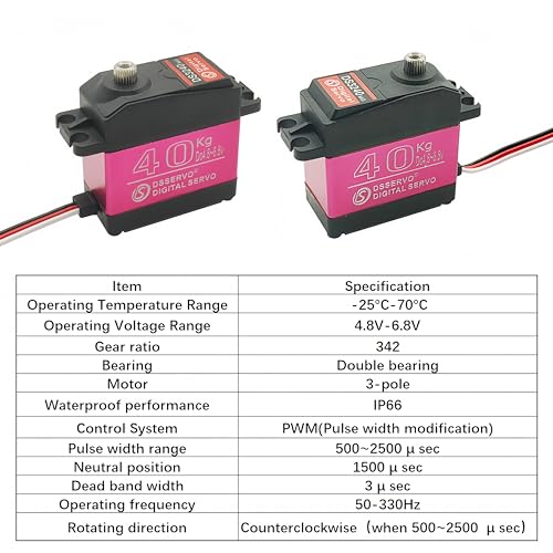 DS3240 40KG Waterproof Full Metal Gear 270 Degree Digital Servo 6V with 25T Servo Arm for 1/8 1/10 RC Car Crawler Truck Mechanical Arm - style: 40kg（270°）
