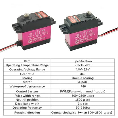 DS3240 40KG Waterproof Full Metal Gear 270 Degree Digital Servo 6V with 25T Servo Arm for 1/8 1/10 RC Car Crawler Truck Mechanical Arm - style: 40kg（270°）