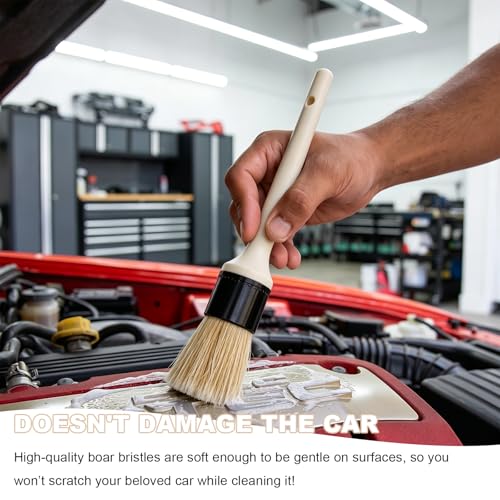 Car Detailing Brush, Scratch-Free Boar Hair Cleaning Tool Auto Detail Brushes, Universal Vehicle Interior Cleaner Soft Bristles for Cleaning Wheels Engine Air Vents - color: 1 PCS