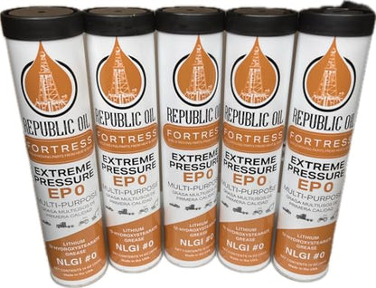Republic Oil EP0 Cornhead Hydroxystearate Lithium Grease 5 x14oz with Shipping Protection Caps. Compare to Mobilux | Multifak | S2 V220 | Lithium 12 Hydroxystearate | Extreme Pressure.