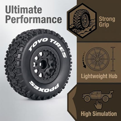 Levelda RC 1/10 12 mm Hexagonal Remote Control Wheels and Tires are Suitable for Trax Short Truck Tires and are Applicable to Slash 4x4 2WD Arrma Senton HSP Modified Tires and Wheels.