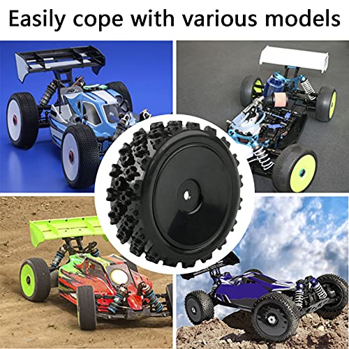 4pcs 1/10 On-Road Wheels and Tires 12mm Hex Black Hard Dish Wheel and Rally Block Tyre for Street Racing Car Kyosho Tamiya Traxxas HPI etc, with Lock Nuts Washers Wrench Replacement Parts - color: Black