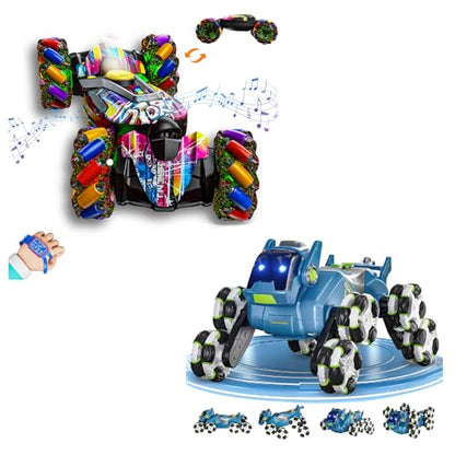 4WD Remote Control Car & 8WD Gesture Sensing RC Stunt Car,with Lights Music Spray,8WD 360° Spins All Terrains Kids Toys Car