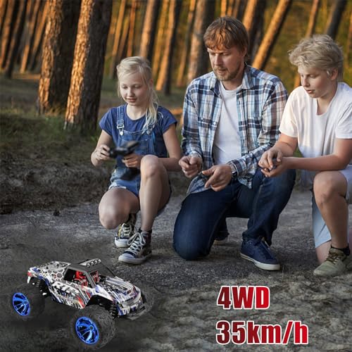 GoolRC WLtoys 144018 RC Truck, 1/14 Scale Remote Control Car, 4WD 35KM/H High Speed RC Car, 2.4GHz All Terrains Off Road Rock Crawler Truck with 2 Batteries for Adults