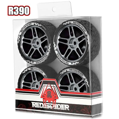 REDSPIDER RC Soft Rubber 1/10 On Road Tires 4PCS for Traxxas 4 Tec 2.0 Tamiya TT01 XV01 Kyosho WR8 Sakura WLtoys HPI HSP 1:10 RC Scale Touring On Road Racing Car Wheel Rims (Titanium) - color: Titanium