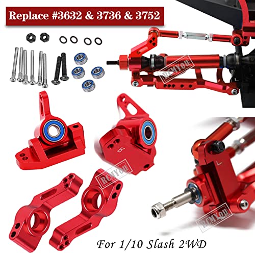 Upgrades Part for 1/10 Slash 2WD,Aluminum Front Rear Suspension Arm,Shock Tower,Caster Block,Steering Blocks,Rear Stub Axle Carriers,Steering Block,Front Bulkhead Upgrades Set,Red - color: Red for Upgrades