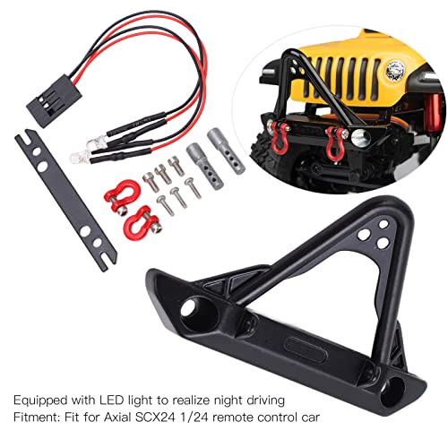 RC Front Bumper 1/24 Metal Bumper with Lights and Mounting SCX24 Accessories Replacement for Axial SCX24 1:24