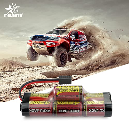 melasta 8.4V 4200mAh Hump NiMH Battery for Traxxas RC Cars | 7-cell rechargeable pack. Compatible with RC trucks, boats, and tanks. Long runtime and stable output for hobby racing.