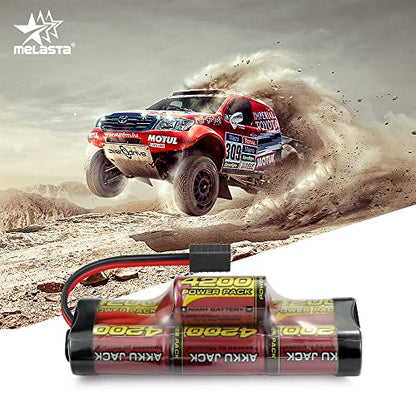 melasta 8.4V 4200mAh Hump NiMH Battery for Traxxas RC Cars | 7-cell rechargeable pack. Compatible with RC trucks, boats, and tanks. Long runtime and stable output for hobby racing.