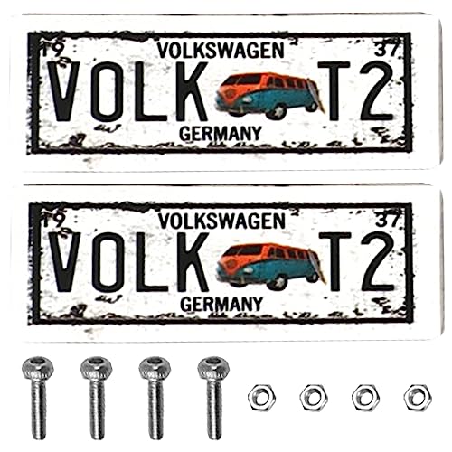 2PCS HIRCQOO Metal RC Car License Plate Decorations Accessories Compatible with Traxxas TRX-4 Tamiya CC01 Axial SCX10 D90 1/10 RC Crawler Car (VOLKT2) - style: VOLKT2