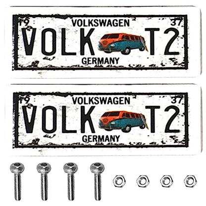 2PCS HIRCQOO Metal RC Car License Plate Decorations Accessories Compatible with Traxxas TRX-4 Tamiya CC01 Axial SCX10 D90 1/10 RC Crawler Car (VOLKT2) - style: VOLKT2