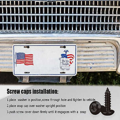 Anti Theft License Plate Screws, Tamper Resistant Mounting Hardware,1/4"(M6) Security Screw Set, Rust Proof Stainless Steel Bolts Fasteners Kit for Front Rear Frame Holder Mounting - color: Black