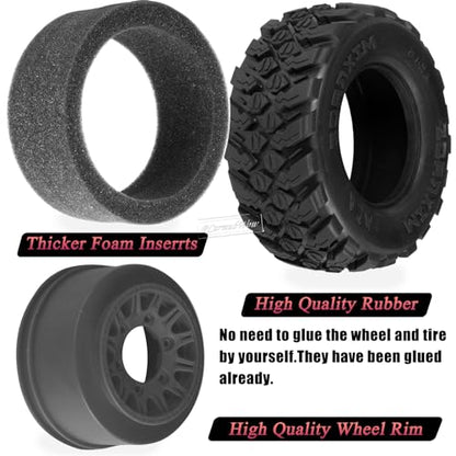 RC 12mm/14mm Hex RC Wheels and Tires for 1/10 Slash 2WD 4×4 4wd,Senton Axia1 Red cat Rc 4wd,Rc Truck Tires Snow Tires Desert Tires,4PCS,Black - color: Black(4pcsw)