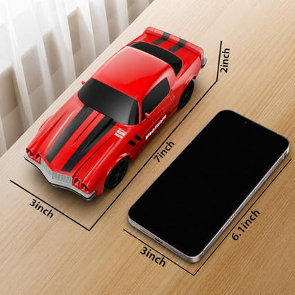RC Drift Car Remote Control Car 2.4GHz 1/24 4WD 15KM/H High Speed Racing Sport with LED Lights Drifting Tire Racing Sport Toy for Adults Boys Girls Kids Gift 2Pcs Rechargeable Batteries - color: Red