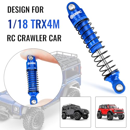OGRC 60mm Long Travel RC Shock Absorber Oil Damper for TRX4M 1/18 RC Car | Oil-filled, Aluminum, for Traxxas TRX4M Upgrade Parts, Blue - color: Blue