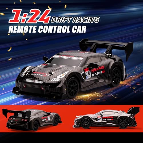 1:24 Scale RC Drift Car,4WD 2.4GHz High Speed Racing Hobby Sport Toy Car Vehicle with LED Lights,Racing and Drift Wheels for Adult Boys Girls Kids Gift (8601-Black) - color: 8601-black