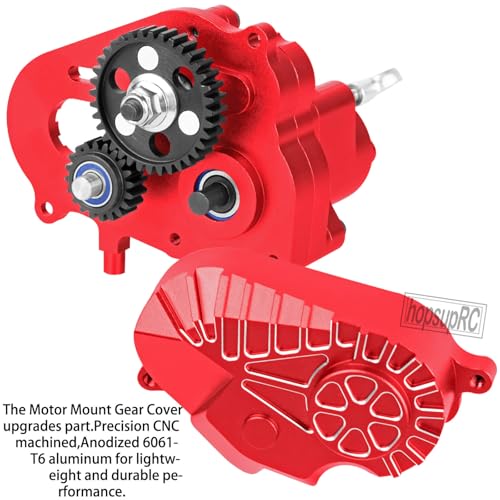 RC Gearbox Upgrades Part for 1/10 Axia 1 SCX10-AXI03004 Capra 1.9 UTB RC Crawler Car,Aluminum Gearbox Complete Transmission Case w/Spur Gear,Red - color: Red(hops Up)