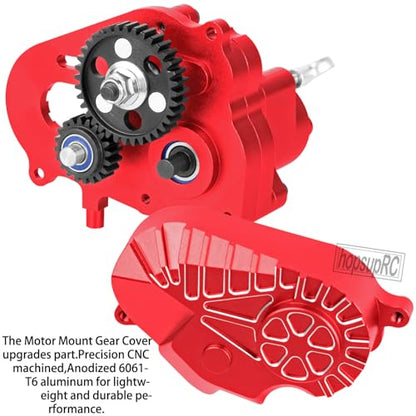 RC Gearbox Upgrades Part for 1/10 Axia 1 SCX10-AXI03004 Capra 1.9 UTB RC Crawler Car,Aluminum Gearbox Complete Transmission Case w/Spur Gear,Red - color: Red(hops Up)