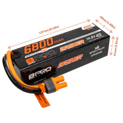 Spektrum 14.8V 6800mAh 4S 120C Smart G2 Pro Basher LiPo: IC5, SPMXB4S68