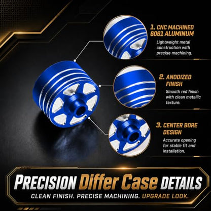 2 Sets Aluminum Differential Case & Gear 39T 22049 for Tamiya XV-02 MB-01 XM01 1/10 RC Car Upgrade Front Rear Gear Diff Replacement Hop-Up Parts, Blue - color: Blue