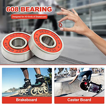 Premium 20Pcs 608rs Bearings Skateboard Bearings Longboard Bearings (8x22x7mm) for Skate Double Rubber Sealed Deep Groove - size: 608-2rs-red