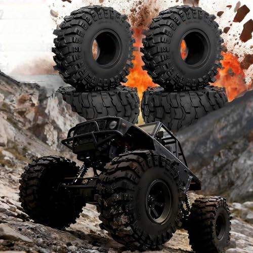 2.2 RC Crawler Tires OD 135MM 1/10 Super Soft Rubber Mud Tyres For 1:10 Scale Rock Crawler Car Traxxas TRX4 RC4WD Axial SCX10 II Tamiya RBX10 Gen8 Redcat 2.2" Beadlock Wheels 4Pcs