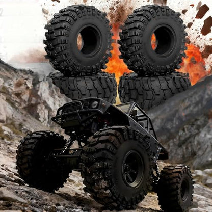 2.2 RC Crawler Tires OD 135MM 1/10 Super Soft Rubber Mud Tyres For 1:10 Scale Rock Crawler Car Traxxas TRX4 RC4WD Axial SCX10 II Tamiya RBX10 Gen8 Redcat 2.2" Beadlock Wheels 4Pcs