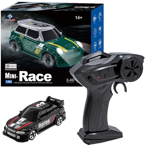 KF33 1:64 Scale Mini Drift RC Car with Full Proportional RTR 2.4GHZ Remote Control for Desktop Racing (Black) - color: Black1
