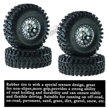 RC 2.2in Tires Tyres & Aluminium 2.2in Beadlock Wheel Rim for 1/10 SCX10 Capra AMG 6x6 TRX4 Gen8 Everest Gen 7 Pro RC Crawler (4PCS Titanium) - color: Titanium/2.2wheels-scx10