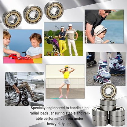 120 Pcs Ball Bearings 608 ZZ Double Metal Sealed Deep Groove Bearings Small Ball Bearings for Furniture Wheel Skateboards Inline Skates 3D Printer