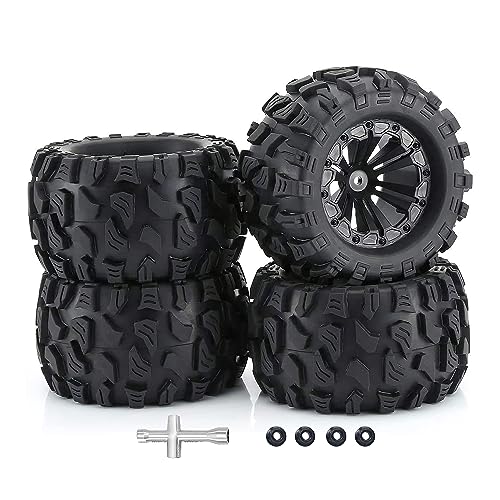 12mm Hex RC Wheels and Tires 1/10 Scale 2.8 RC Truck Tires Wheels for Traxxas Rustler Stampede Hoss 2wd 4x4 vxl Tires Wheels Arrma Tires Wheels Redcat Volcano Tires Preglued