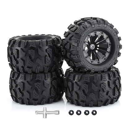 12mm Hex RC Wheels and Tires 1/10 Scale 2.8 RC Truck Tires Wheels for Traxxas Rustler Stampede Hoss 2wd 4x4 vxl Tires Wheels Arrma Tires Wheels Redcat Volcano Tires Preglued