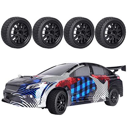 Pre-Glued OD 2.56" 12mm Hex Wheels Rims & Rubber Tires 26mm for 1/10 Scale On Road Racing Car Drift RC Touring Car, Set of 4 (Color D) - color: Color D