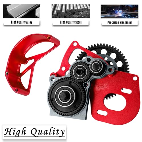 Aluminum Transmission Gearbox Upgrades Part for 1/10 SCX10, SCX10 II 90046,90047,Wraith,AX10 RC Crawler Truck,Center Transmission Gearbox Hops up,Red with Titanium - color: Red With Titanium(for 1/10 Axial)