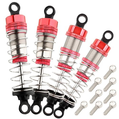 9201E RC Car 4 Pieces PX9211-18 Aluminum Shock Absorber Set Accessory Replacement Spare Parts for 9201E 9203E 9205E 9206E 9207E Trucks 200E 207E 210E Trucks(Red)
