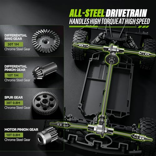 UDIRC 1203PRO 1/12 RC Short Course Truck, 50MPH 3S Brushless Fast RC Car with Gyro and Center Diff for Adults, 4WD All Terrain Desert Truck RTR, 3S Battery Included, 4-Color LED Light System