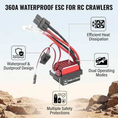 VBESTLIFE 360A Electronic Speed Controller RC Crawler Car Bidirectional Brushed ESC (Plug) - size: TRX plug