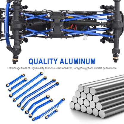 HobbyPark High Clearance Links Set Steering Rod Tie Upgrades for Axial SCX24 Deadbolt AXI90081 B17 Upgrades 1/24 RC Crawler Car (Blue)