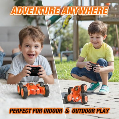 Remote Control Car, Rechargeable RC Cars & Remote 360° Flips Rotating 2.4Ghz 4WD All Terrain Stunt Race Car Toy Christmas Birthday Gift for Kids Boys 3-12 - style: Orange