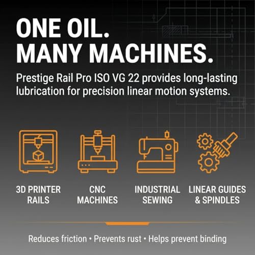 3D Printer Oil 120ML, Prestige Rail Pro – ISO VG 22 Linear Rail Lubricant,120ml Needle Tip Bottle – Compatible with Bambu Lab, Creality, Prusa, Voron & CNC – Anti‑Wear, Made in USA (120ML/4 FL OZ) - size: 120ML/4 FL OZ