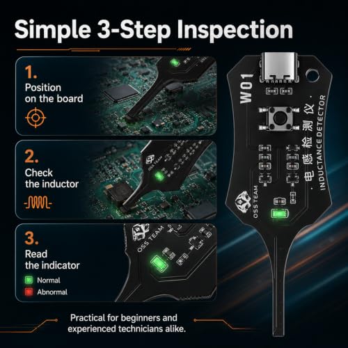 Inductance Tester,Motherboard Coil Tester for Quick Fault Detection,in-Circuit Electronic Circuit Board Inductor Detector for PC,Phone Repair