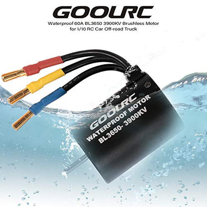 GoolRC BL3650 Brushless Motor, 3900KV Brushless Motor & 60A Waterproof ESC Combo, 4‑Pole 12‑Slot High Torque, 3.175mm Shaft, Accessory for Modification Enthusiasts 1/10 RC Cars & Trucks