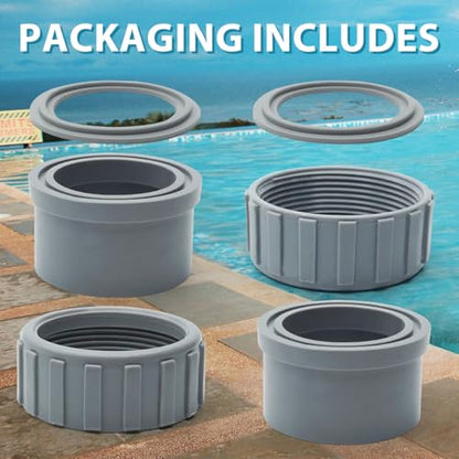 006723F, Connector Heater Flange with Nut Kits for Raypack Pool Heater Parts, 2″ PVC Connector & Nut Kit for R185A R265A R335A R405A Pool Heater (2 Pack) - size: 2 Pack