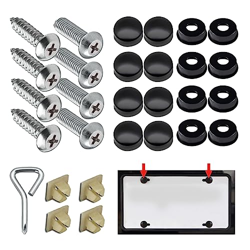Anti Theft License Plate Screws, Tamper Resistant Mounting Hardware,1/4"(M6) Security Screw Set, Rust Proof Stainless Steel Bolts Fasteners Kit for Front Rear Frame Holder Mounting - color: Silver